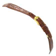 14mm Hirsch Certified Crocodile Tan Brown Stitched Ladies Open End Watch Band