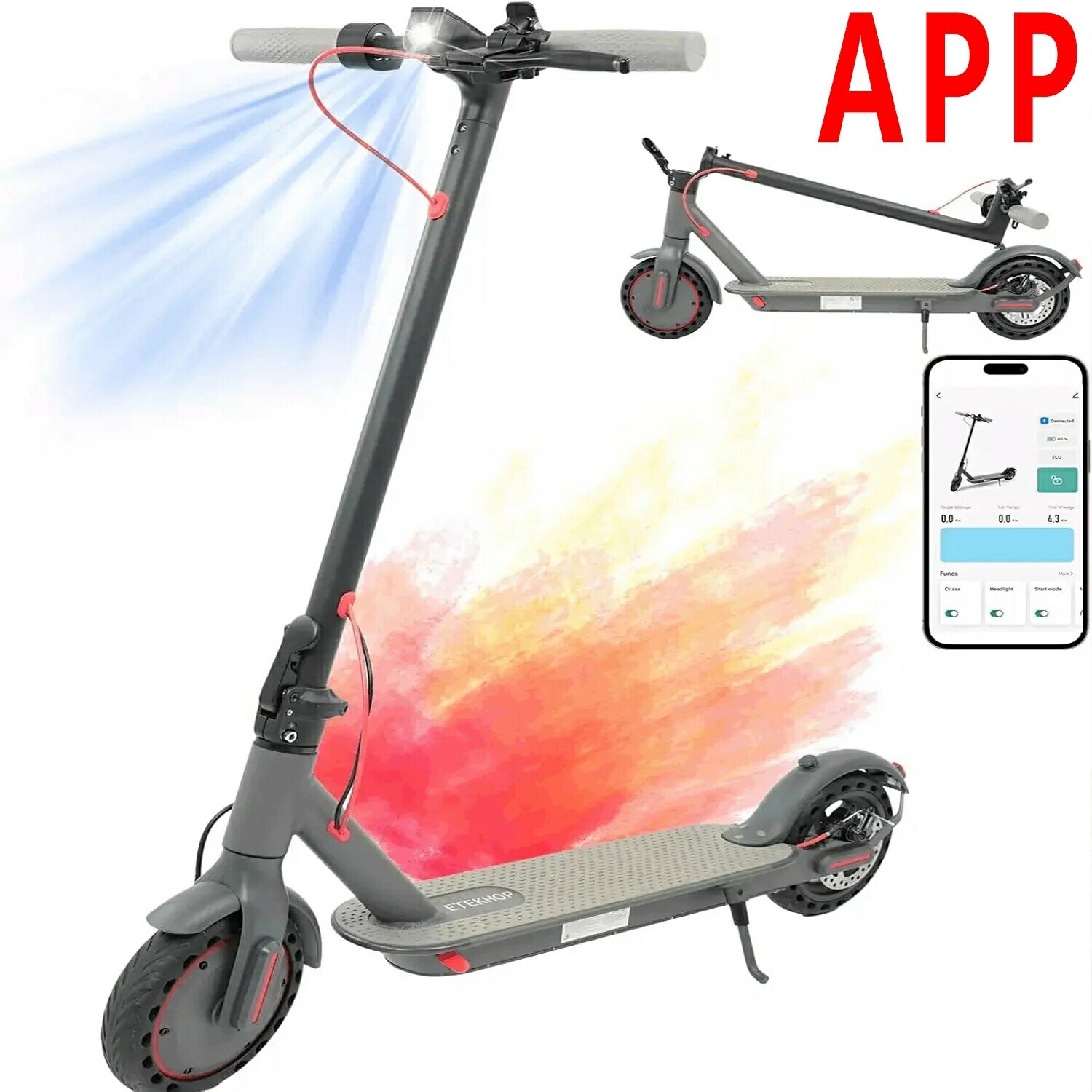 Portable Folding Electric Scooter E-Scooter 350W Motor Long Range Battery w/ APP