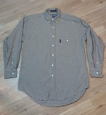 VINTAGE Chaps Ralph Lauren Shirt Mens Medium 15.5 32 / 33 Gingham Flannel Plaid