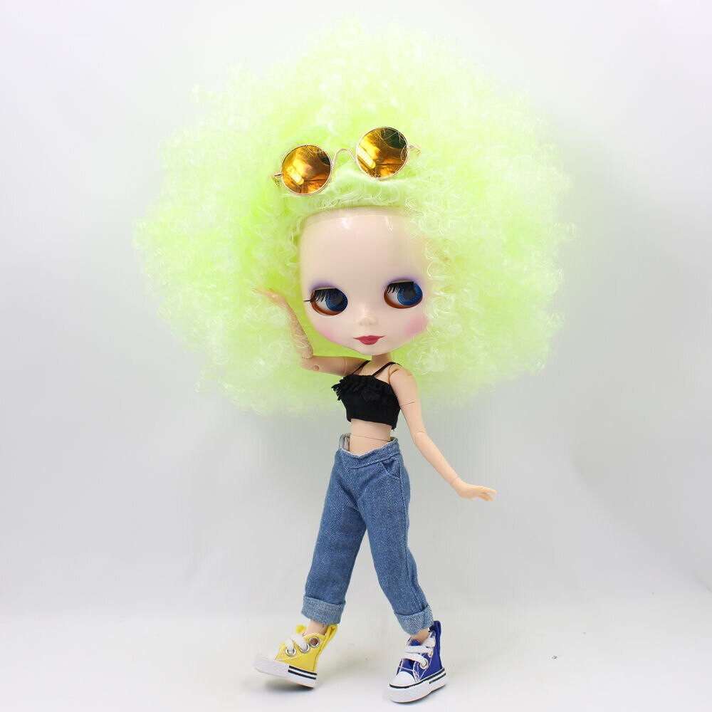 Neo Blythe Doll with Fluorescent Green Hair and 4-Color Eyes BJD Collectible 1/6 Scale