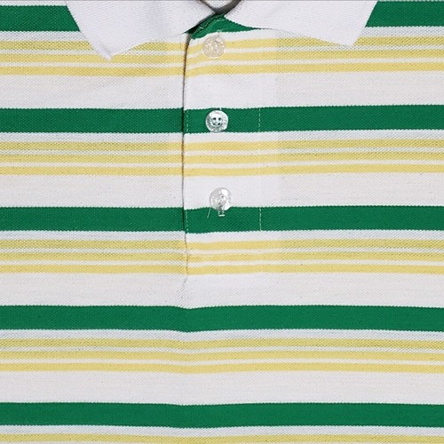 Vintage Old Skool Polo Shirt Mens XL White Green Yellow Striped 90s Y2K Hip-Hop - Picture 4 of 9
