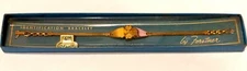 NOS Antique Forstner Yellow Gold GF ID Identification BRACELET Double Heart H313
