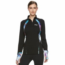 NEW FILA SPORT Womens 1/4 Zip Blue Black Running Jacket Shirt XS 2 65 NWT