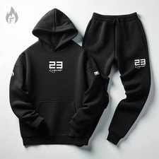 Men's Black Hoodie Joggers Sweatsuit 23 Legend Tracksuit To Match White Thunder