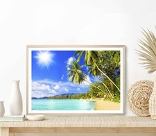 Beautiful Tropical Island Sea Beach Poster Premium Quality Choose your Size