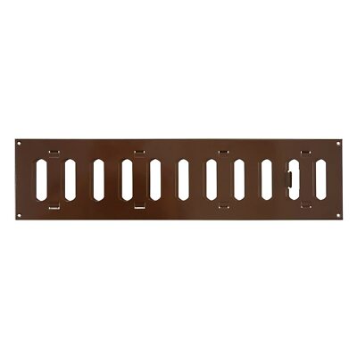 Lüftungsgitter aus braunem Metall / 400 mm x 100 mm / mit Rolladen-Flachlamellenkanal