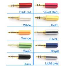 100x Gold 3.5mm 3Pole Stereo Male Repair Headphone Metal Audio Connector 10color