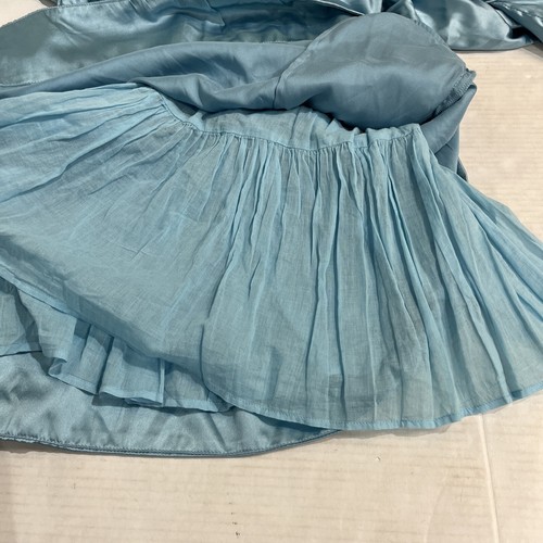 Love The Label Dress Women S Blue Satin Mini Zip Up Drawstring Waist Puff Sleeve - Picture 10 of 10
