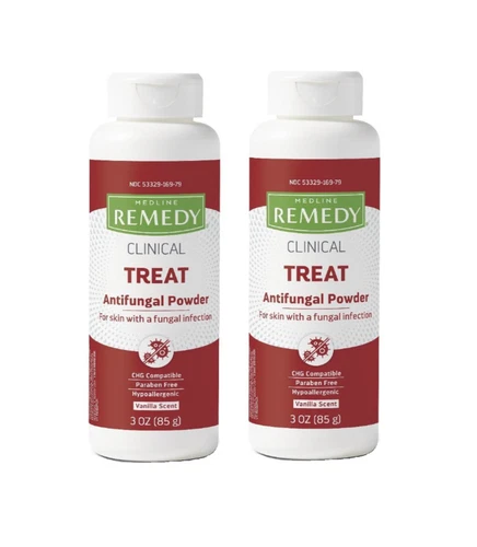 New Medline Remedy Treat Antifungal Powder, Scented, 3 oz. Bottle, 2 pack