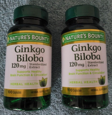 1 lot of 2 NEW! bottles of Gingko Biloba 120mg, 100 Caps each, Exp. 7/2027