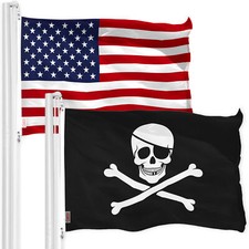 USA American Flag  Pirate Jolly Roger Bones Flag 3x5 FT Printed 150D by G128