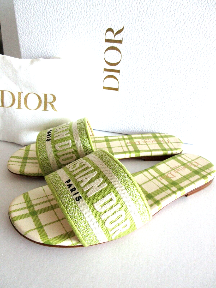 Dior Dway Check-N-Dior Pop Embroidered Logo Slide Flat Dior Dway Check-N-Dior Pop Embroidered Logo Slide Flat