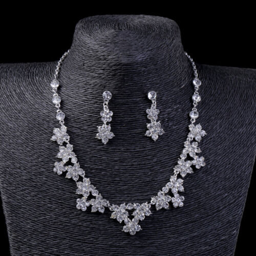 Rhinestone Crystal Necklace Prom Costume Jewelry Set Women' S Jewelry Set - Picture 1 of 11