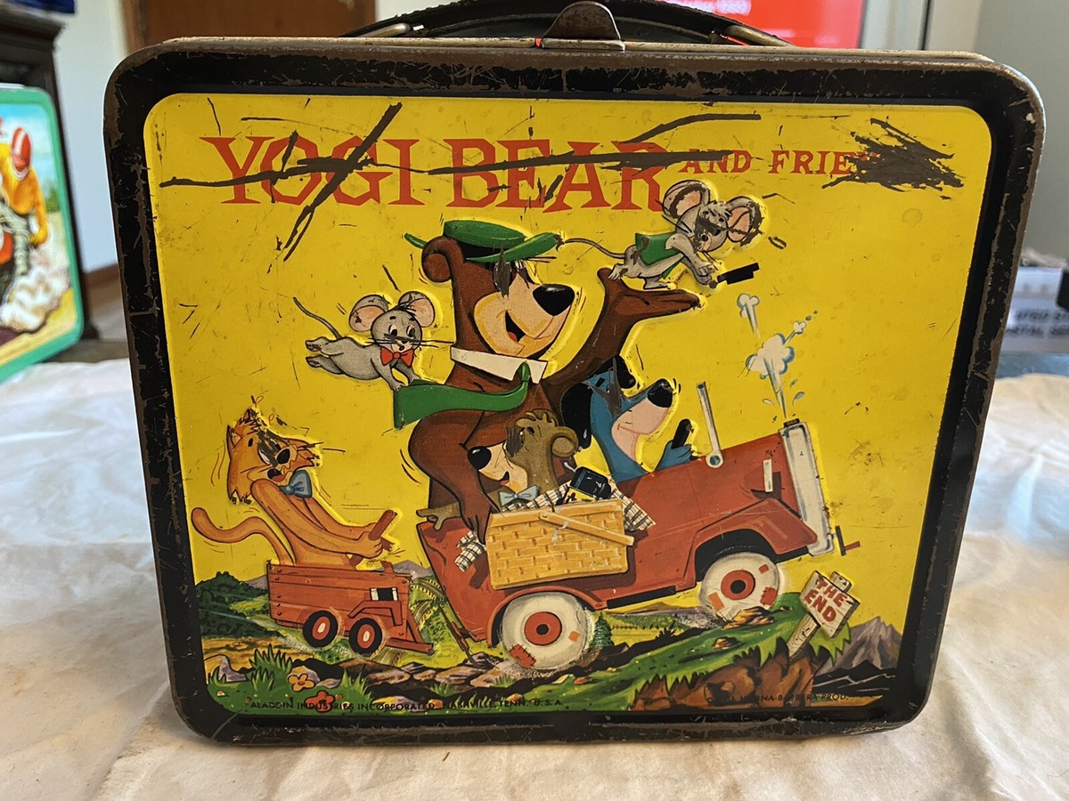 VINTAGE YOGI BEAR AND FRIENDS METAL LUNCH BOX WITH THERMOS HIGH