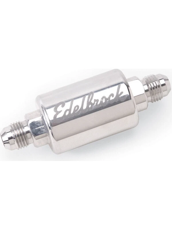 Edelbrock Fuel Filter High Flow In-Line 40 Micron Stainless Element 6 AN (8129) - Image 2 of 4