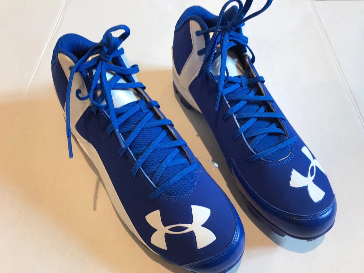 NEW Mens Under Armour Baseball Cleats Blue White size 13 eBay