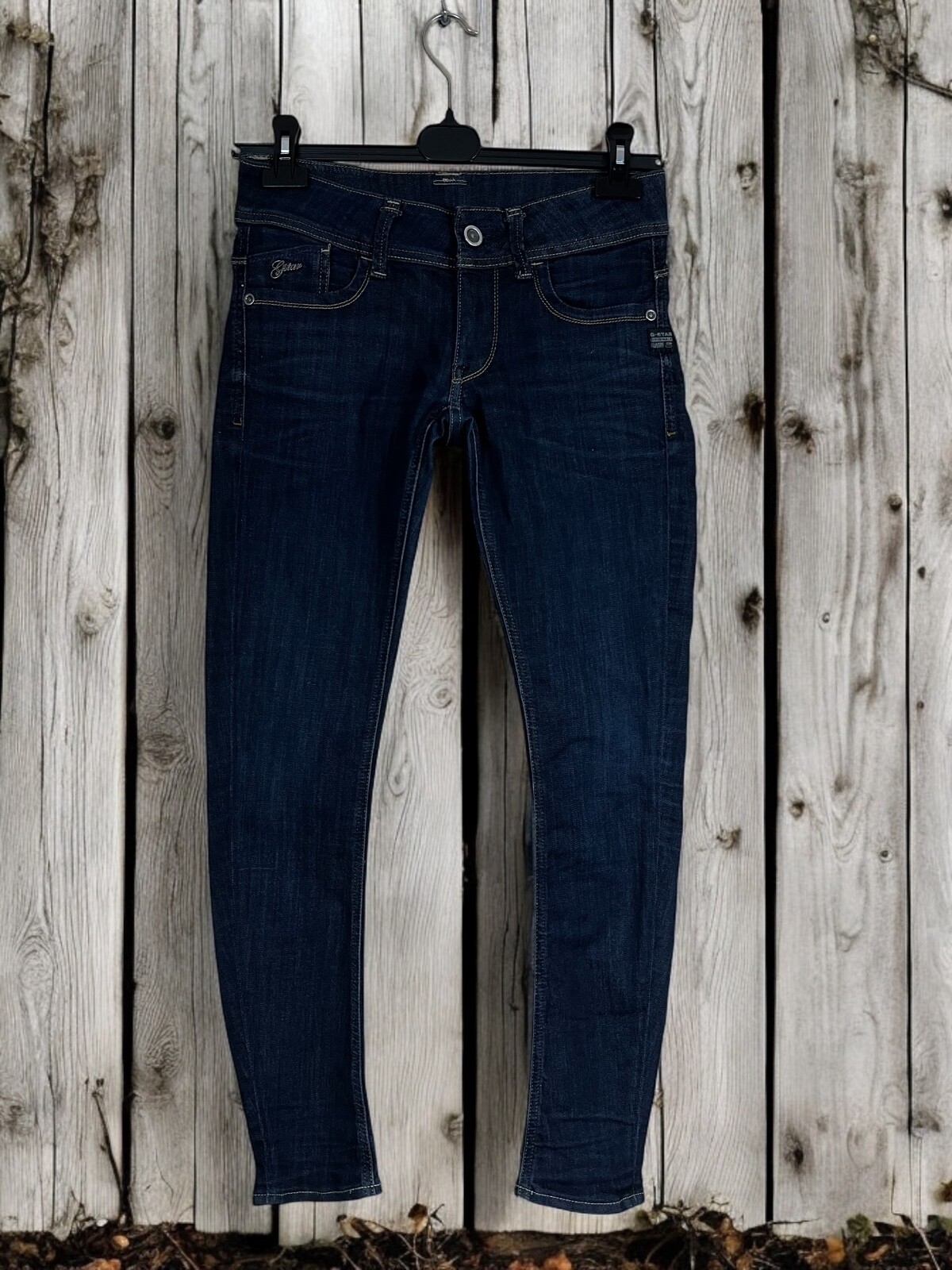 G Star Raw Lynn Mid Skinny Size W29 L30 Women's Navy Distressed Jeans