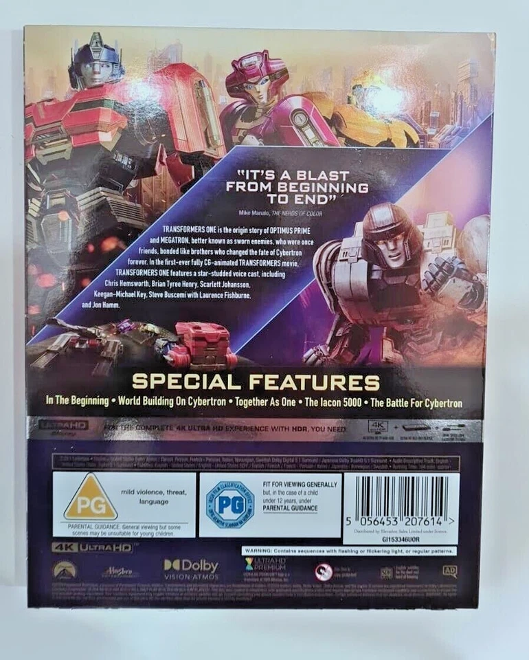 4K UHD BLU-RAY TRANSFORMERS ONE BRAND NEW SEALED UK STOCK - Image 2 of 2