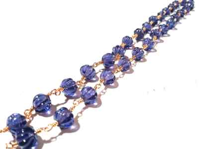 Watermelon Carved Amethyst Hydro 6-7mm Rosary Beaded Rose Gold Plated 3 Feet