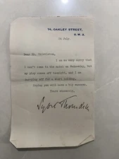 Dame Sybil Thorndyke Signed Letter To Mr Thistleton Of The Musicians Fund