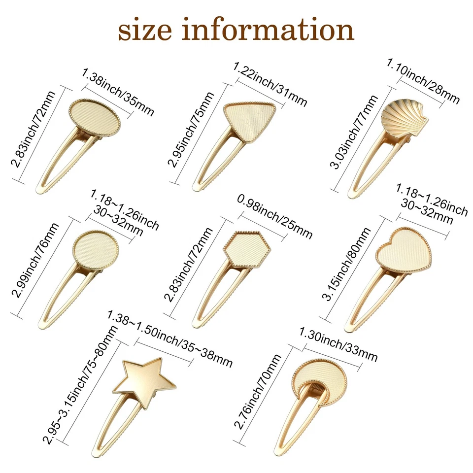 8x Alloy Alligator Heart Star Hair Clip Finding for DIY Hair Accessories Making - Image 3 of 4