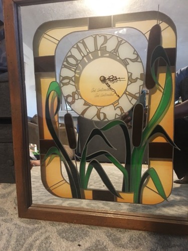 Vtg 80s regency art unlimited stained glass mirror clock wall hanging WORKS - 第 2/6 張圖片