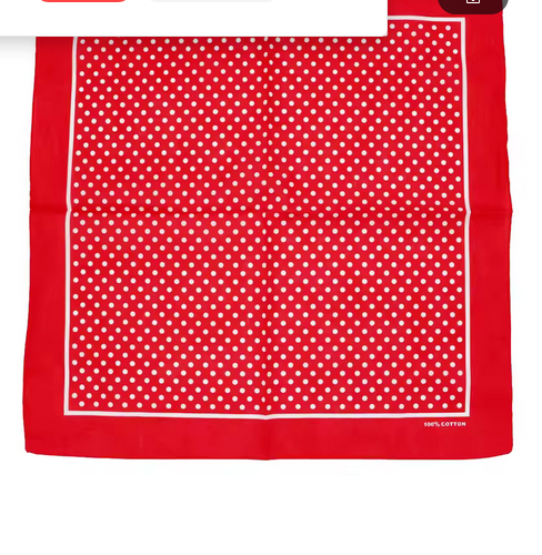 Womens Unisex 100% Cotton Large Red/White Polka Dot Scarf Bandana Hair Tie 6002 - Picture 5 of 10