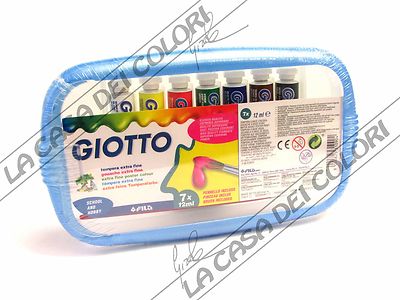 GIOTTO - EXTRA FINE TEMPERA - PACK OF 7 TUBES OF 12 ml - BRUSH INCLUDED