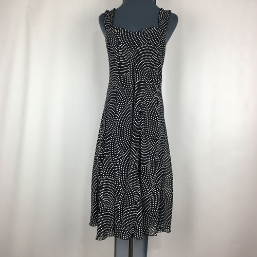 Dressbarn Sheath Dress Women 8 Black Polka Dot Sleeveless Midi Pullover