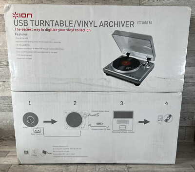 Ion USB Turntable/Vinyl Archiver With Dust Cover Model TTUSB10 New