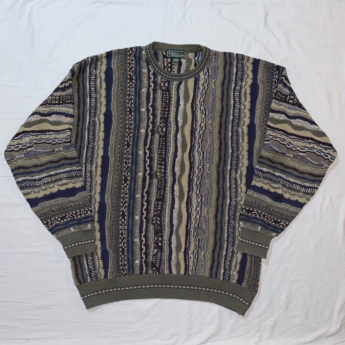 CROFT & BARROW 3Dニット Vintage Croft & Barrow 3D Knit Sweater Mens XLT Coogi Style