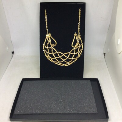 HSN Serena Williams GoldTone Mesh Crystal Necklace Earring Matching Set 