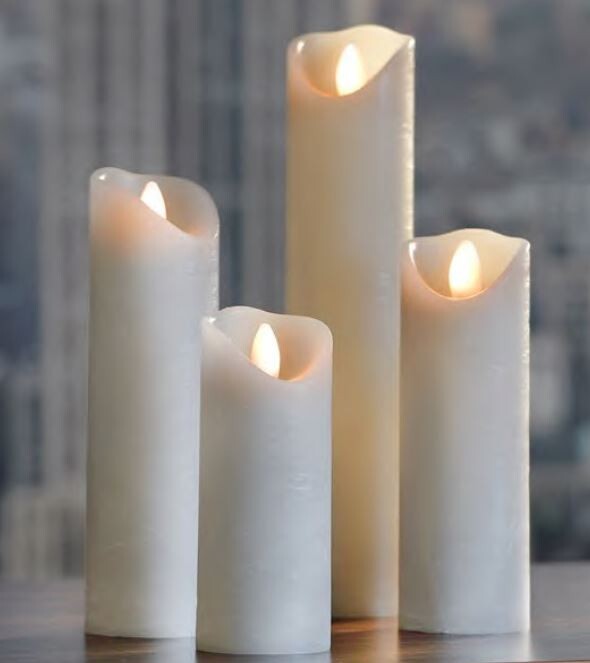 48903 4er Set Sompex Shine LED Kerze Multi LED Echtwachs Ø 5 cm Elfenbein & FB