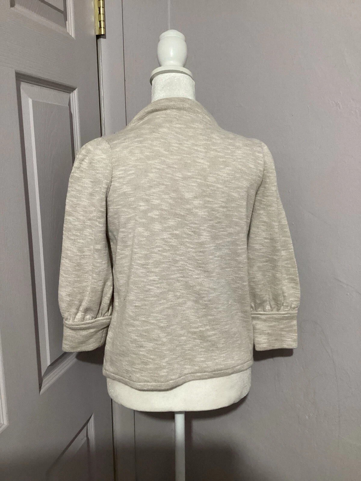 OFF WHITE Felpa Madewell finta crema collo manica a bolle misto cotone XXS