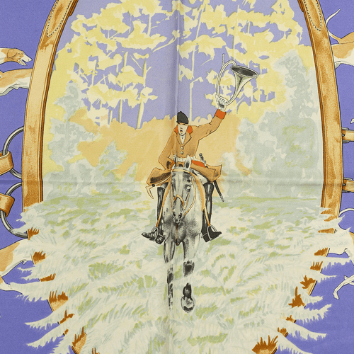 Hermes Scarf LE BIEN ALLER Vintage Silk Carre Foulard JEAN DE FOUGEROLLE 90cm - Picture 5 of 7