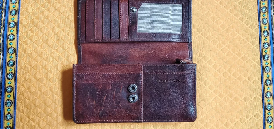 Винтажный кожаный бумажник-клатч Spikes & Sparrow от Jack Georges — коричневый - Изображение 4 из 4