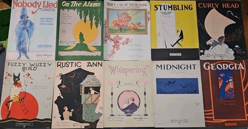 1922-23 Antique Various Sheet Song Music- Color ART Covers -Emphemra - Lot Of 20
