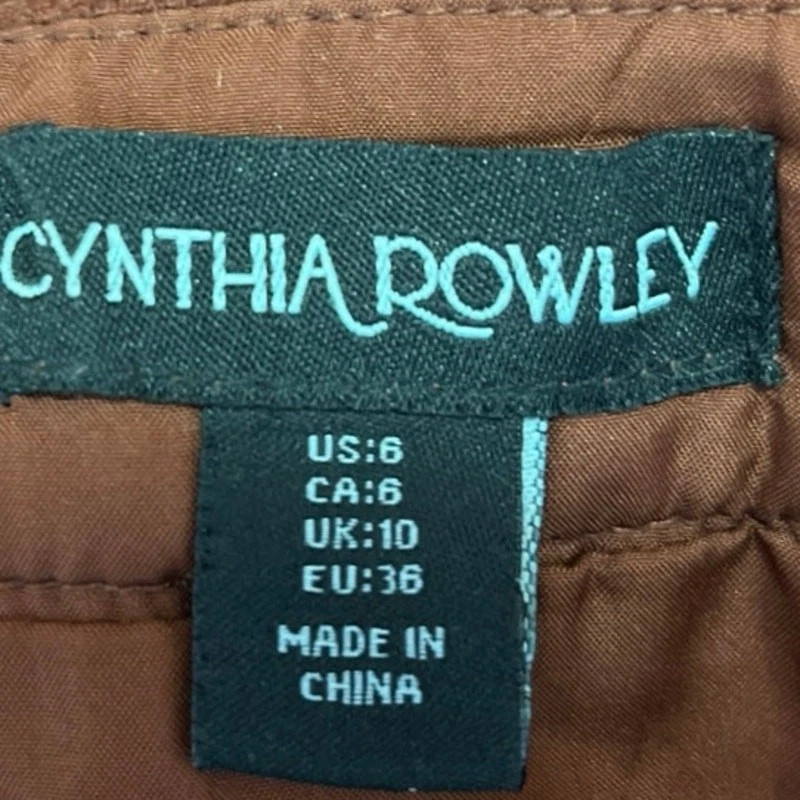 Falda lápiz recta hasta la rodilla con cremallera de lana marrón para mujer Cynthia Rowley talla 6 Foto 4 de 4