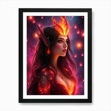 Fire Elf Portrait Art Print Framed Wall Art Poster Canvas Print Picture