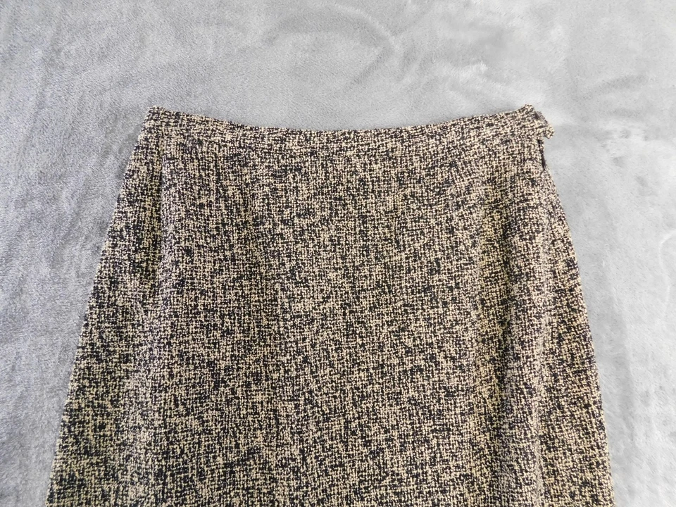 Falda MaxMara Mujer 40 Negro Tostado Mezcla Lana Tweed Midi Hendidura Italia Cápsula Foto 2 de 4
