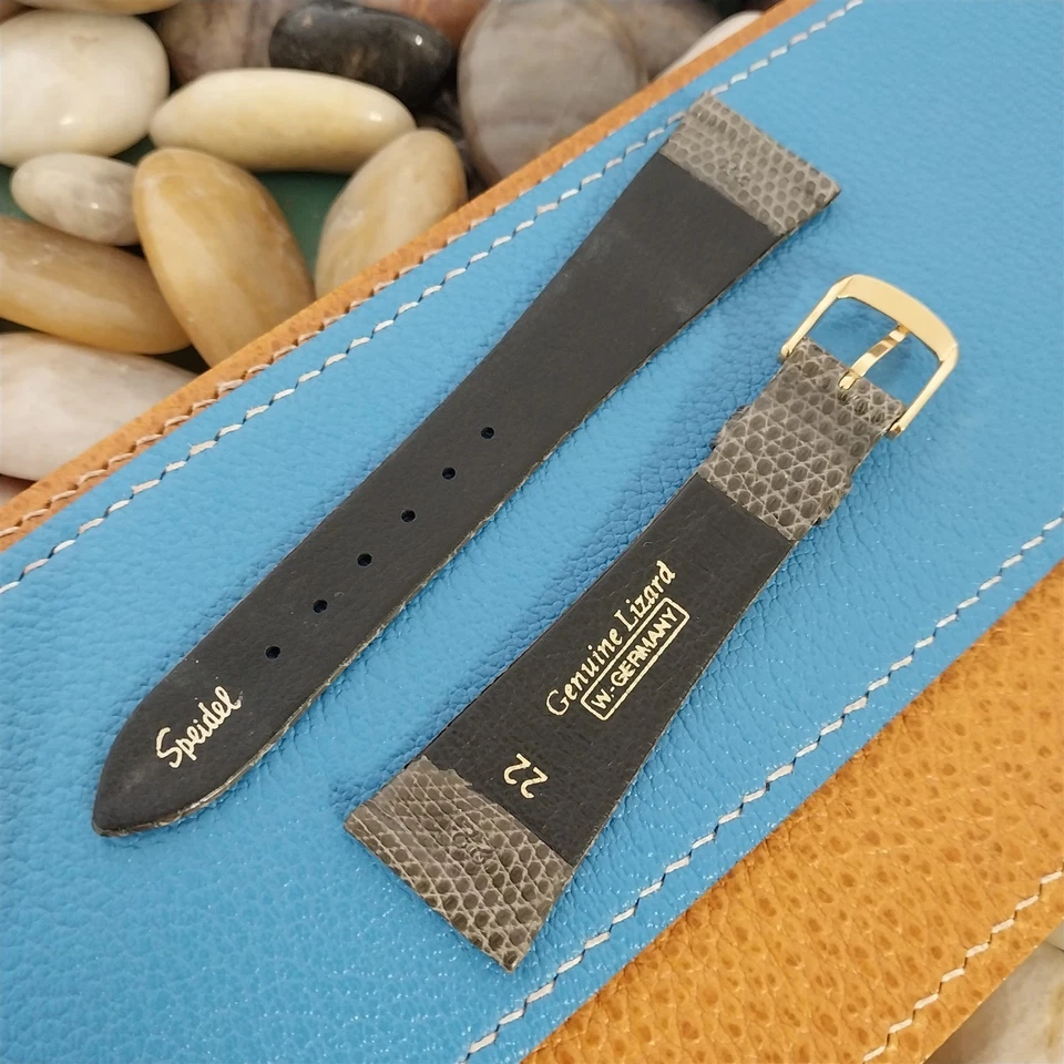 Correa de reloj Speidel vintage de 22 mm gris cónico lagarto sin usar nos clásica de los años 80 Foto 3 de 4