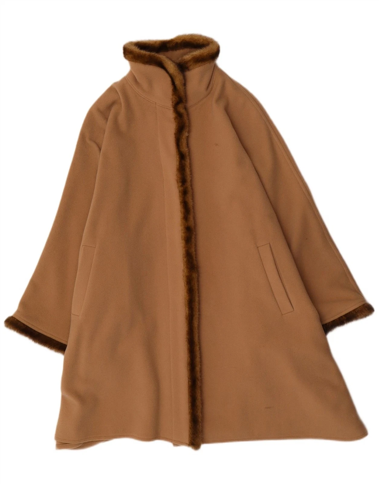 Vintage Womens Poncho Coat One Size Beige AP30