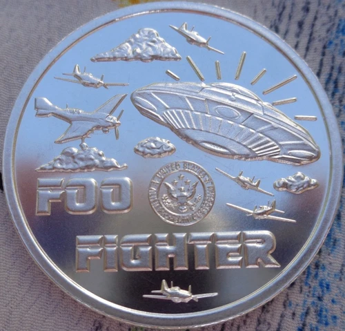 1 oz. FOO FIGHTER Alien UFO silver BU round .999 fine silver