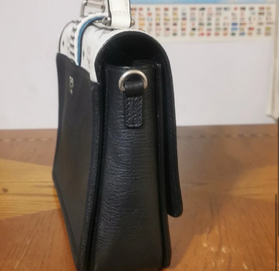 Authentic White MCM monogram messenger /Crossbody Bag - Image 4 of 4