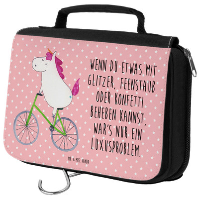 Kosmetiktasche Einhorn Radfahrer - Geschenk Kulturbeutel Waschbeutel duschbe..