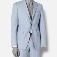 Calvin Klein Men's Blue Wool Slim-Fit Stretch Sport Coat Suit Jacket Size 46L