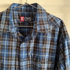 Chaps Ralph Lauren Plaid Blue Dress Shirt Large excellent condition