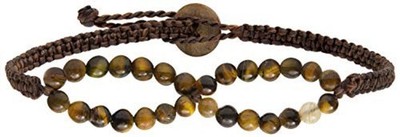 Infinityee888 Tiger Eye Anklet Bracelet bead woven Brown Wax 8 Infinity