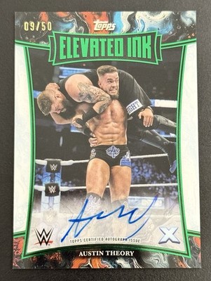 2025 Topps WWE Exalted Elevated Ink - Austin Theory Auto Green # d 09/50