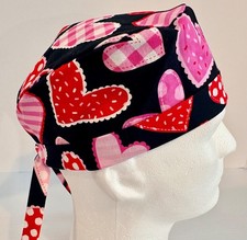 Valentine  s Day Heart Lined Medical Skull Scrub Cap Surgery, Chef Chemo Hat